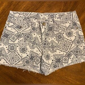 Bandana Print Denim Shorts